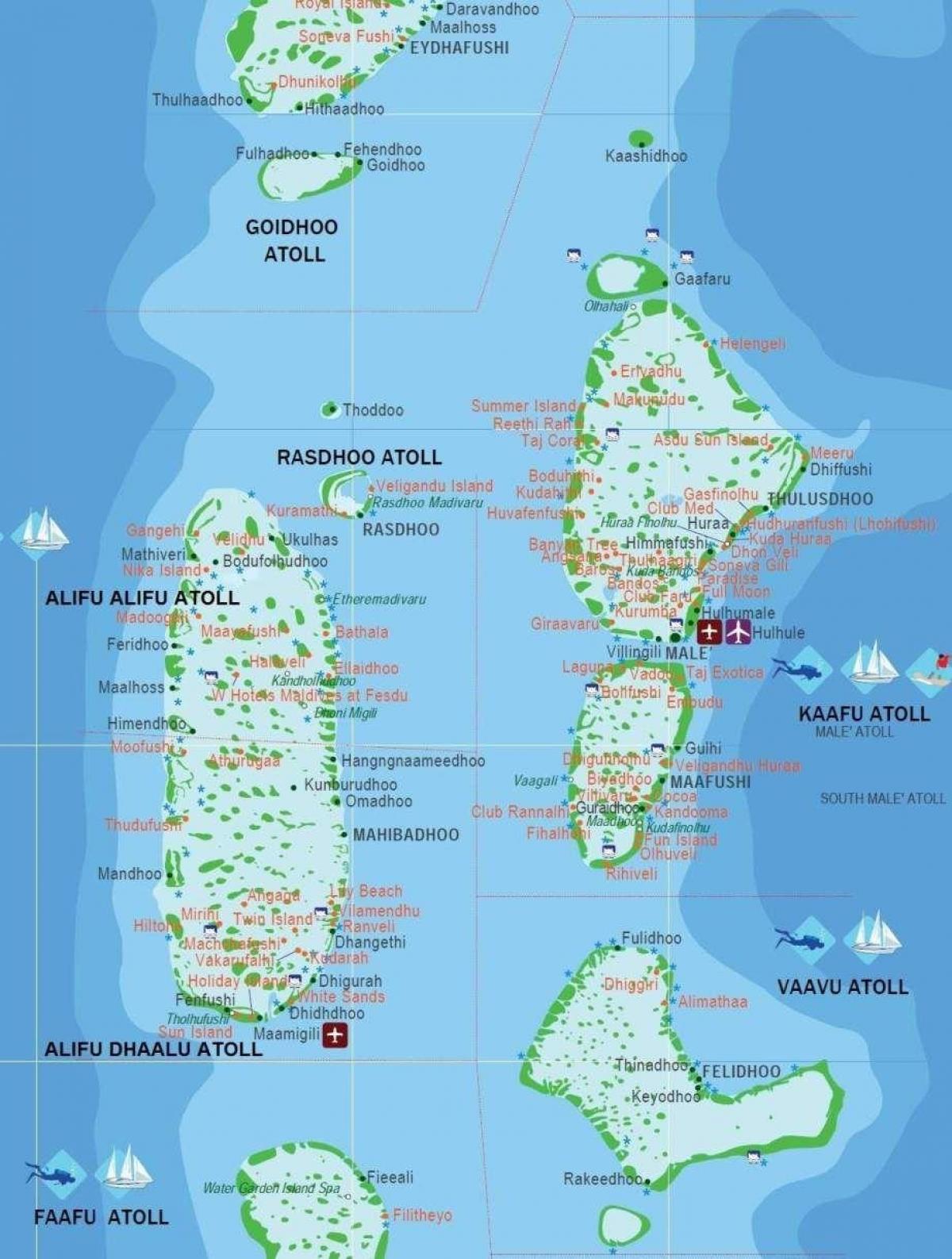 mapa de les maldives turística