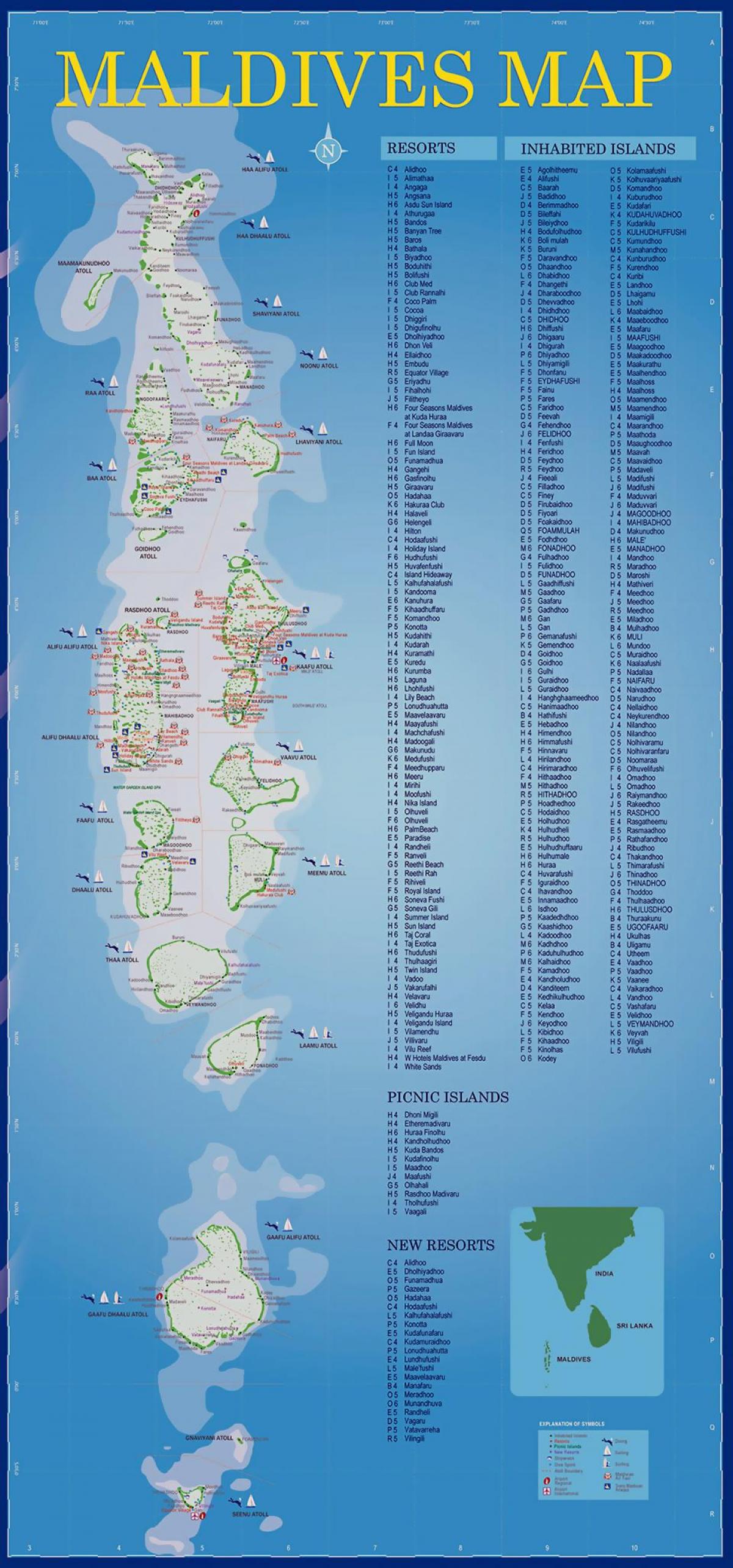 mapa de les illes maldives estacions