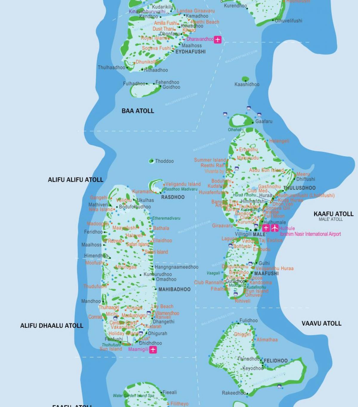 maldives aeroports mapa