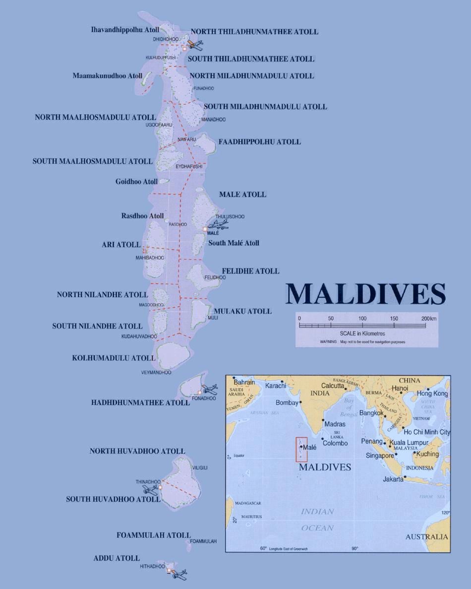 mapa de les maldives política