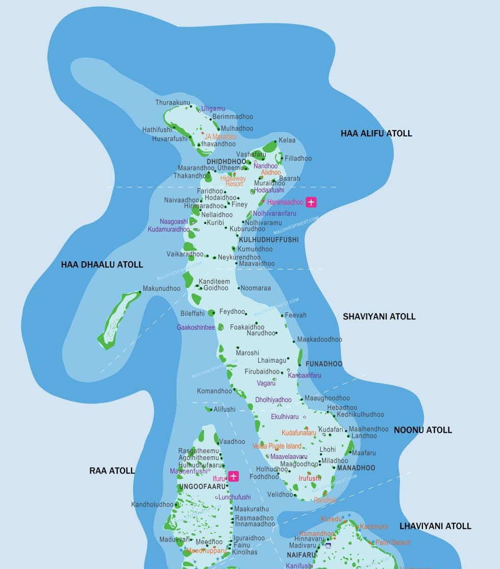 mapa de les maldives i països de l'entorn