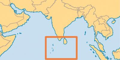 Maldives illa ubicació en el mapa del món