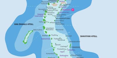 Mapa de les maldives i països de l'entorn